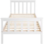 Lit en bois massif blanc avec tte de lit et sommier  lattes, lit junior en pin massif - taille 90 x ...
