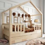 Petits - meubles - lit cabane 90x190 barrières sommier et tiroir inclus roxane bois Petits - meubles - lit cabane 90x190 barrières sommier et tiroir inclus roxane bois