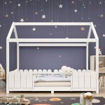 Lit cabane 90x200 cm - lit d'enfant en bois polyvalent pour gar�ons & filles - avec protection contre ...