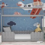 Lit cabane 90x200 cm - lit d'enfant en bois polyvalent pour gar�ons & filles - avec protection contre ...