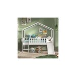 Petits - meubles - lit cabane ouvert 90x200 cm avec échelle et toboggan blanc - roody Petits - meubles - lit cabane ouvert 90x200 cm avec échelle et toboggan blanc - roody
