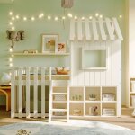Lit cabane 90x200cm, lit enfant avec rangements ouverts, escalier, barrière antichute, structure en bois ... Lit cabane 90x200cm, lit enfant avec rangements ouverts, escalier, barrière antichute, structure en bois ...