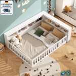 Lit cabane enfant 140 x 190 cm - avec sommier et barrières - avec de nombreux compartiments de rangement ... Lit cabane enfant 140 x 190 cm - avec sommier et barrières - avec de nombreux compartiments de rangement ...