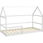 Lit cabane enfant 90x190cm - sommier et barrière inclus - bois pin panneaux blanc Lit cabane enfant 90x190cm - sommier et barrière inclus - bois pin panneaux blanc