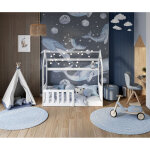 Kids literie - lit cabane loffy - bois massif - 80x160 - avec sommier blanc livr avec sommiers