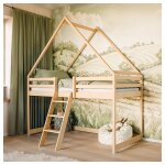 Lit cabane mi - hauteur 90x200 sommier inclus coraline bois Lit cabane mi - hauteur 90x200 sommier inclus coraline bois