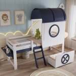 Lit cabane en pin 90x200 cm, lit simple avec toit et fentres, lit enfant avec tiroir  roulettes de ...