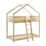 Lit cabane superposé château des anges beige 90x190 laïba kids Lit cabane superposé château des anges beige 90x190 laïba kids