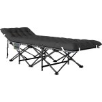 Lit de camp pliable avec matelas grand confort intgr - sac transport inclus - noir