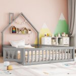 Redom - lit capitonn� 140 x 200 cm, lit enfant en forme de chemin�e, lit avec sommier � lattes (sans ...