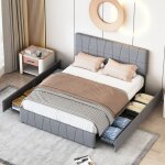 Lit capitonn 180x200, lit adulte 180x200, lit double avec 4 tiroirs, lit coffre tte de lit capitonne, ...