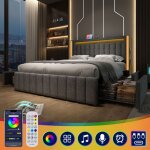 Redom - lit rembourré lit 2 personnes avec usb c, led et 4 tiroirs de rangement, 140x200 cm, sommier ... Redom - lit rembourré lit 2 personnes avec usb c, led et 4 tiroirs de rangement, 140x200 cm, sommier ...