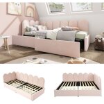 Lit capitonn lit simple avec tiroirs lit de rangement mridienne en velours canap - lit 90x190cm avec ...