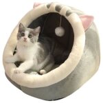 Lit pour chat, lavable niche pour chat avec fond antidrapant, chaud niche chat panier pour chat, confortable ...