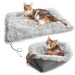 Lit pour chat et petit chien, tapis auto - chauffant lavable, chaud et moelleux, coussin apaisant, lit ...