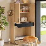 Lits pour chiens, chenils, enclos et cours - armoire ch�ne 160 cm - niche, mangeoire et rangement - meuble ...