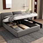 Wishdor - lit coffire lit double lit hydraulique 180 x 200 cm avec 3 tiroirs et sommier à lattes, sans ... Wishdor - lit coffire lit double lit hydraulique 180 x 200 cm avec 3 tiroirs et sommier à lattes, sans ...
