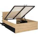 Vente - unique - lit coffre 140 x 190 cm - coloris : naturel et noir - radani