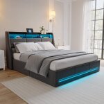 Lit coffre 140 x 190 cm avec sommier, lit 2 personnes avec led et usb, lit hydraulique avec rangement, ... Lit coffre 140 x 190 cm avec sommier, lit 2 personnes avec led et usb, lit hydraulique avec rangement, ...