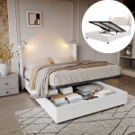 Dans les nuages - lit coffre 140x190 cm, avec 2 lampe de lecture, hydraulique de rangement, sommier  ...