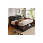 Lit coffre 140x200 cm, lit double capitonn, tte de lit avec rangement cach, avec sommier  lattes, ...