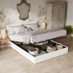 Lit coffre 140x200 cm avec rangement hydraulique - t�te de lit r�glable en hauteur - 2x ports usb (a ...