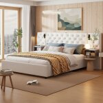 Lit coffre 140x200, lit double avec �clairage led & ports usb / type - c, lit adulte, t�te de lit avec ...