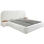 Vente - unique - lit coffre 160 x 200 cm avec chevets - tissu bouclette - blanc - esteria de maison céphy ... Vente - unique - lit coffre 160 x 200 cm avec chevets - tissu bouclette - blanc - esteria de maison céphy ...