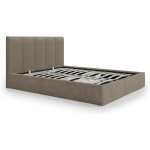 Lit coffre 160 x 200 cm avec tte de lit coutures verticales - tissu - taupe - kilaclo