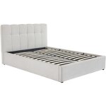 Lit coffre 160 x 200 cm - tissu bouclette - blanc - maziri