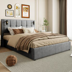 Lit coffre 160 x 200 avec lampe de lecture, lit 2 personnes avec sommier et rangement, lit 160 x 200 ...