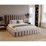 Lit coffre 160 x 200 avec rangement elise - lit adulte, tte de lit haute - lit brun (ikoo 3)