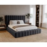 Lit coffre 160 x 200 avec rangement elise - lit adulte, tête de lit haute - lit noir (ikoo 22) Lit coffre 160 x 200 avec rangement elise - lit adulte, tête de lit haute - lit noir (ikoo 22)