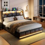 Lit coffre 160 x 200 avec sommier, lit 2 personnes avec led et ports usb, lit hydraulique avec tte de ...