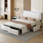 Blanketswarm - lit coffre 160x200, lit capitonn lit double avec 4 tiroir lit 2 places lit adulte led ...