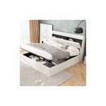 Lit coffre 160x200 cm, lit double capitonn, tte de lit avec rangement cach, avec sommier  lattes, ...