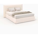 Lit coffre 160x200 cm en tissu blanc d�houssable - safia