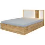 Meublorama - lit avec coffre 160x200 + led wood coloris chêne et blanc alpin Meublorama - lit avec coffre 160x200 + led wood coloris chêne et blanc alpin