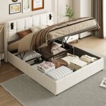 Lit coffre 160x200, lit 160x200 avec sommier, lit double capitonné, lit adulte avec liseuse intelligente, ... Lit coffre 160x200, lit 160x200 avec sommier, lit double capitonné, lit adulte avec liseuse intelligente, ...