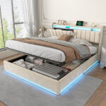 Lit coffre 160x200 avec sommier, lit double avec led et ports usb lit rembourr� 160 x 200 lit capitonn� ...