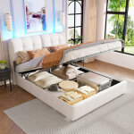 Lit coffre 160x200, lit led 160 x 200, lit adulte, lit capitonn�, lit en tissu velours avec rangement ...