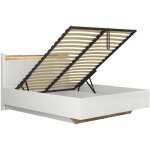 Petits - meubles - lit coffre 160x200 sommier inclus avec led helios blanc laqué et bois Petits - meubles - lit coffre 160x200 sommier inclus avec led helios blanc laqué et bois