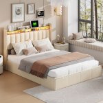 Lit coffre 160 x 200 cm, avec cadre à lattes en bois, tête de lit avec port usb / type - c, rangement ... Lit coffre 160 x 200 cm, avec cadre à lattes en bois, tête de lit avec port usb / type - c, rangement ...