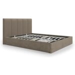 Lit coffre 180 x 200 cm avec tte de lit coutures verticales - tissu - taupe - kilaclo