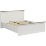 Lit coffre 180x200 lit adulte 2 places avec sommier et rangement, coloris blanc pin andersen / ch�ne ...