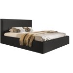 Lit coffre 180x200 kyoto avec rangement - lit rembourr� avec tissu boucl�, sommier � lattes - noir (anthology ...