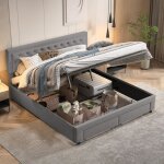 Lit coffre 180x200 cm avec rangement, 2 tiroirs, velours, sommier à lattes en bois massif, style scandinave, ... Lit coffre 180x200 cm avec rangement, 2 tiroirs, velours, sommier à lattes en bois massif, style scandinave, ...