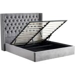 Homy france - lit coffre 2 places 160x200 cm cloute velours gris