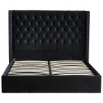 Homy france - lit coffre 2 places 180x200 cm cloute velours noir