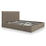 Lit coffre 200 x 200 cm avec tte de lit coutures verticales - tissu - taupe - kilaclo